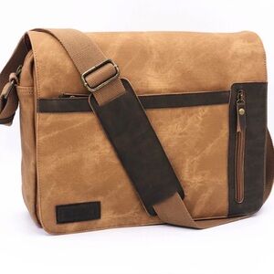 Eurosport Messenger Bag, Faux Leather 13" x 10" x 3.5" Brown New B915